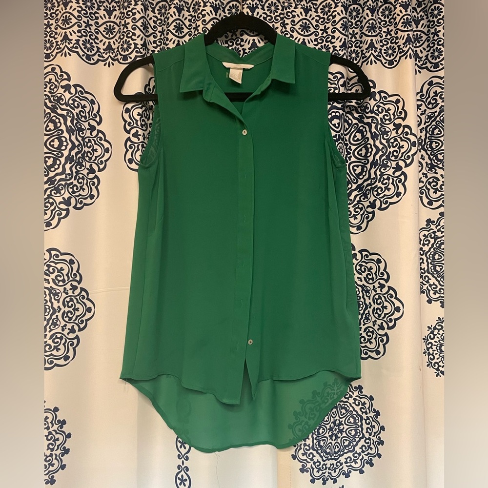 NWOT H&M Gorgeous Green Sleeveless Flowy Top Sz S